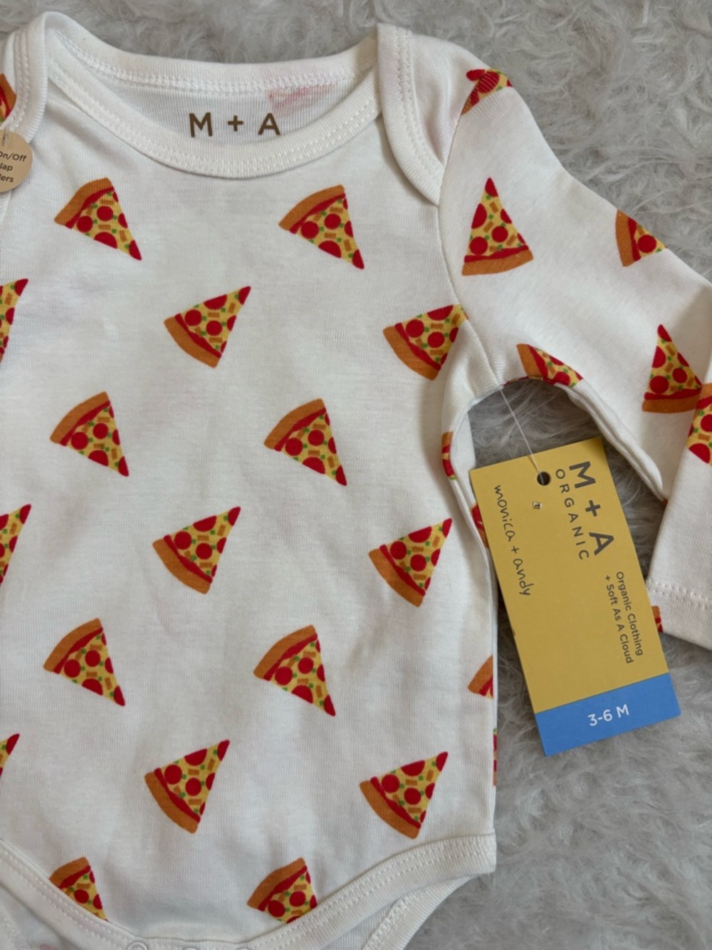 Monica + Andy White Baby Gender Neutral Matching Set with Pizza AOP - Picture 4 of 4